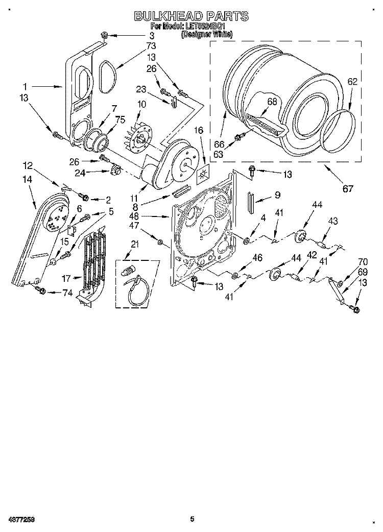 SECTION Diagram and Parts List for LET5624BQ1  Whirlpool Dryer