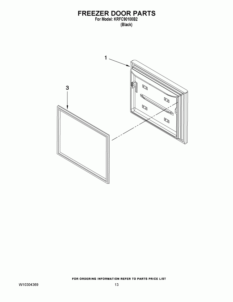 FREEZER DOOR PARTS Diagram and Parts List for KRFC90100B2  KitchenAid Refrigerator