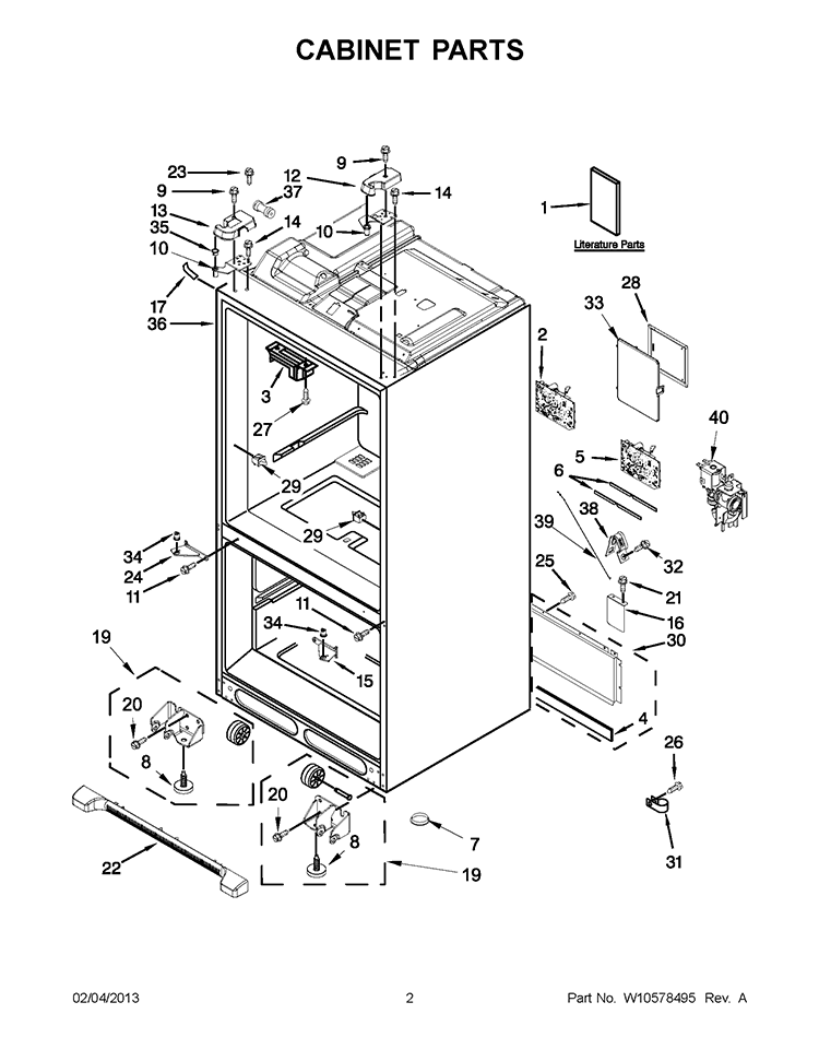 CABINET PARTS Diagram and Parts List for WRF736SDAF10  Whirlpool Refrigerator