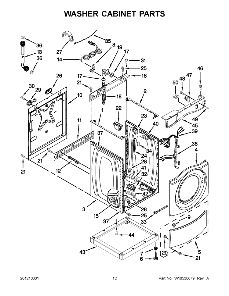 WASHER CABINET PARTS Diagram and Parts List for CET8000AQ1  Whirlpool Washer Dryer Combo