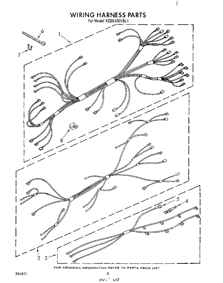 WIRING HARNESS , LIT/OPTIONAL Diagram and Parts List for KEDS100VBL1  KitchenAid Range