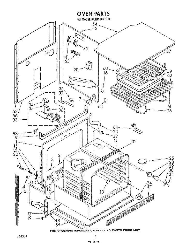 OVEN Diagram and Parts List for KEBI100VBL0  KitchenAid Wall Oven