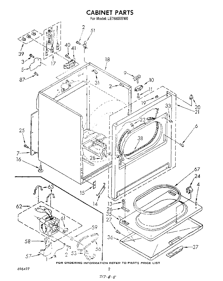 SECTION Diagram and Parts List for LE7680XSW0  Whirlpool Dryer