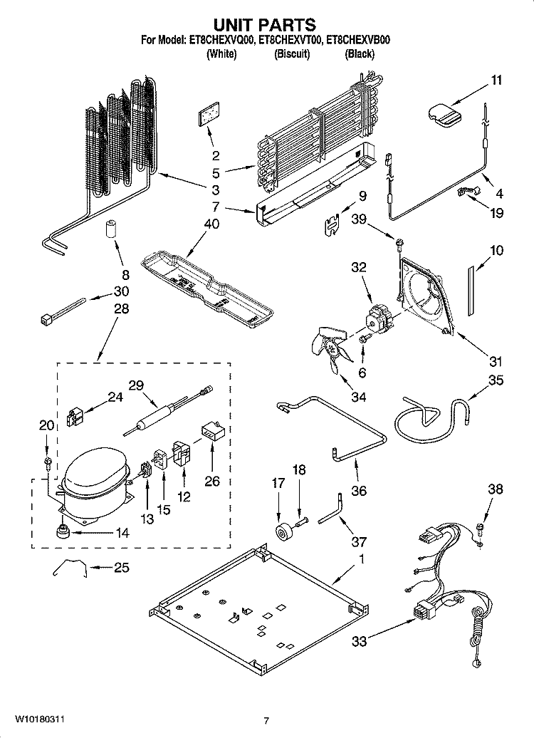 UNIT PARTS Diagram and Parts List for ET8CHEXVT00  Whirlpool Refrigerator