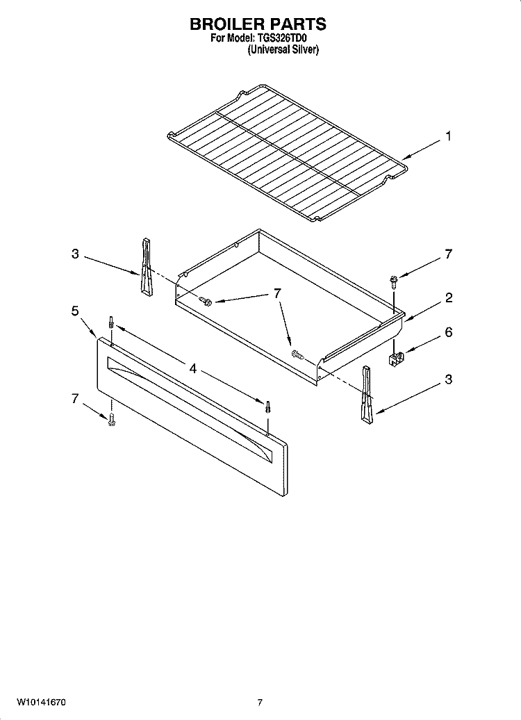 BROILER PARTS Diagram and Parts List for TGS326TD0  Estate Range