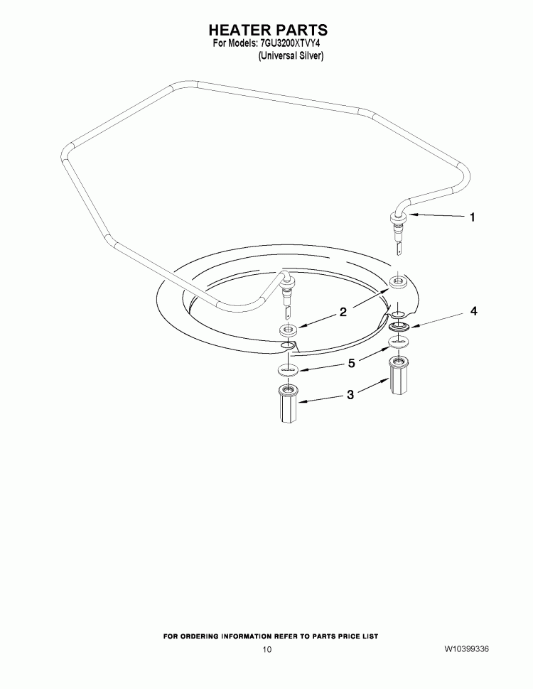 HEATER PARTS Diagram and Parts List for 7GU3200XTVY4  Whirlpool Dishwasher
