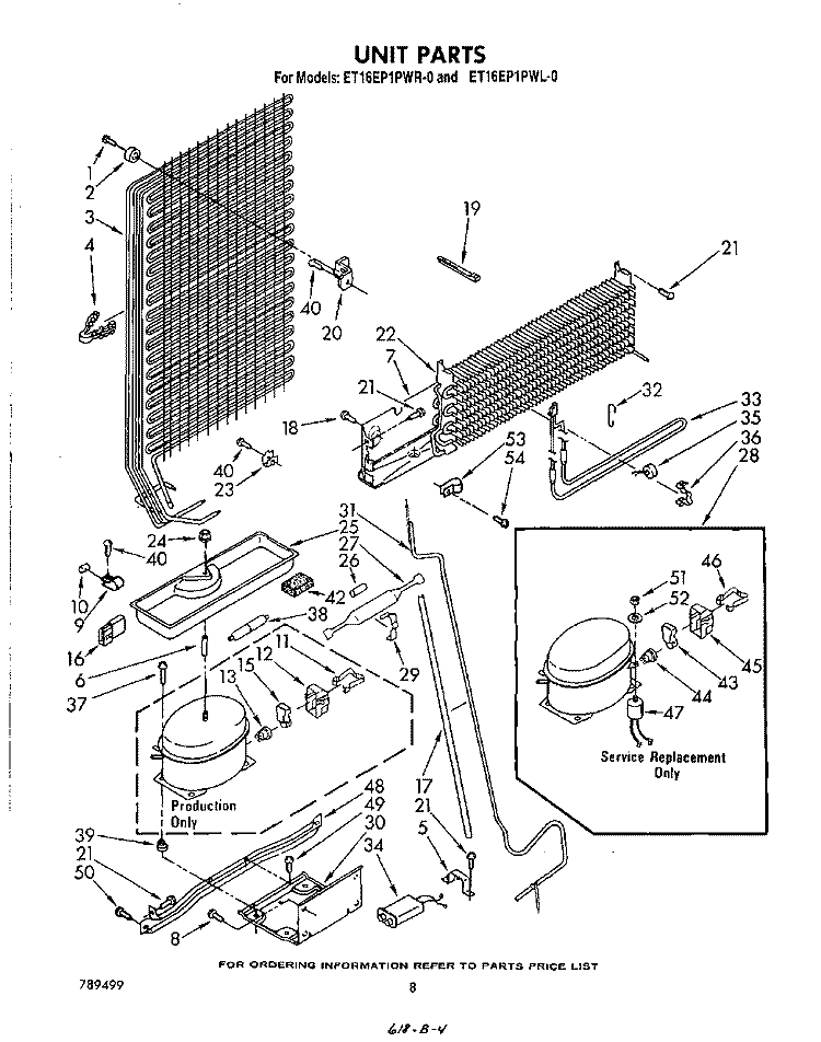 UNIT Diagram and Parts List for ET16EP1PWR0  Whirlpool Refrigerator