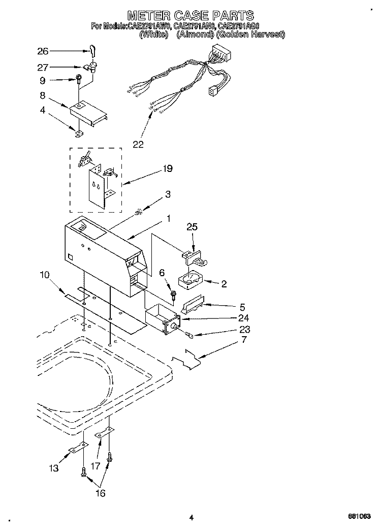 METER CASE Diagram and Parts List for CAE2791AN0  Whirlpool Washer
