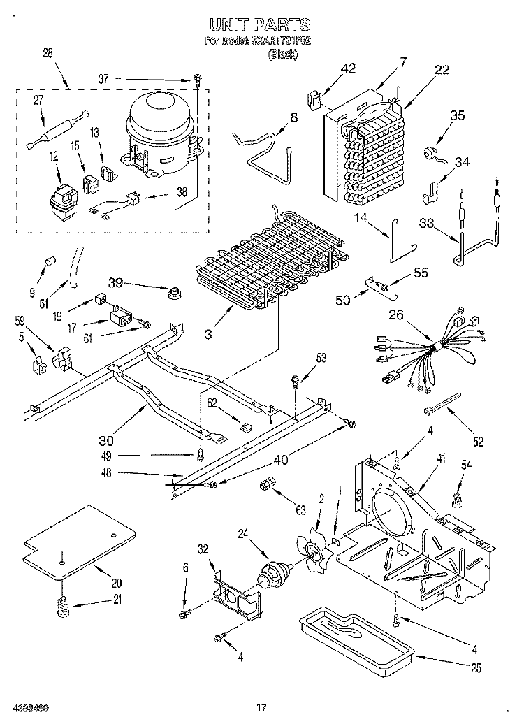 UNIT Diagram and Parts List for 3XART721F02  Whirlpool Refrigerator