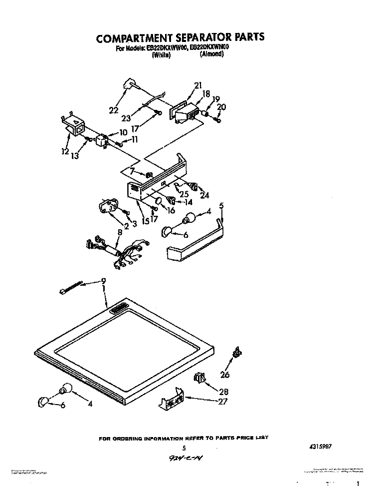 COMPARTMENT SEPARATOR Diagram and Parts List for EB22DKXWN00  Whirlpool Refrigerator