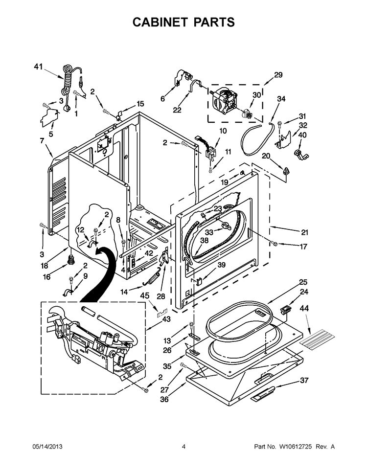 CABINET PARTS Diagram and Parts List for 7MWGD1600BM1  Whirlpool Dryer