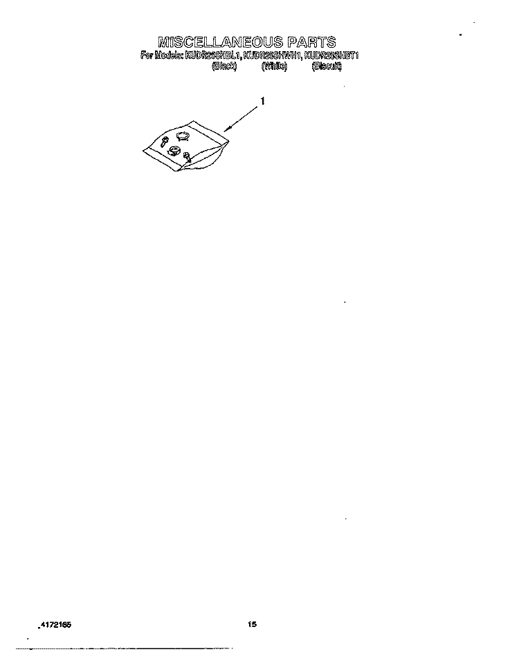 MISCELLANEOUS, OPTIONAL Diagram and Parts List for KUDR25SHBT1  KitchenAid Dishwasher