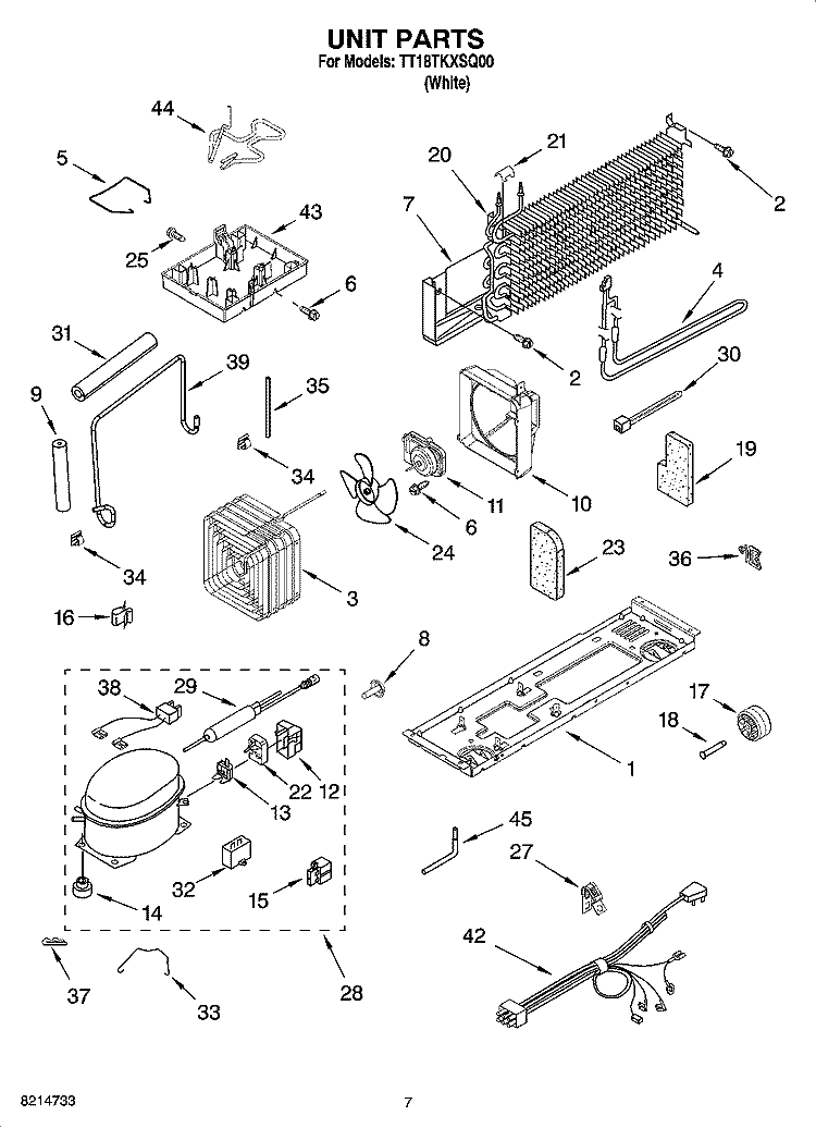 UNIT PARTS Diagram and Parts List for TT18TKXSQ00  Estate Refrigerator