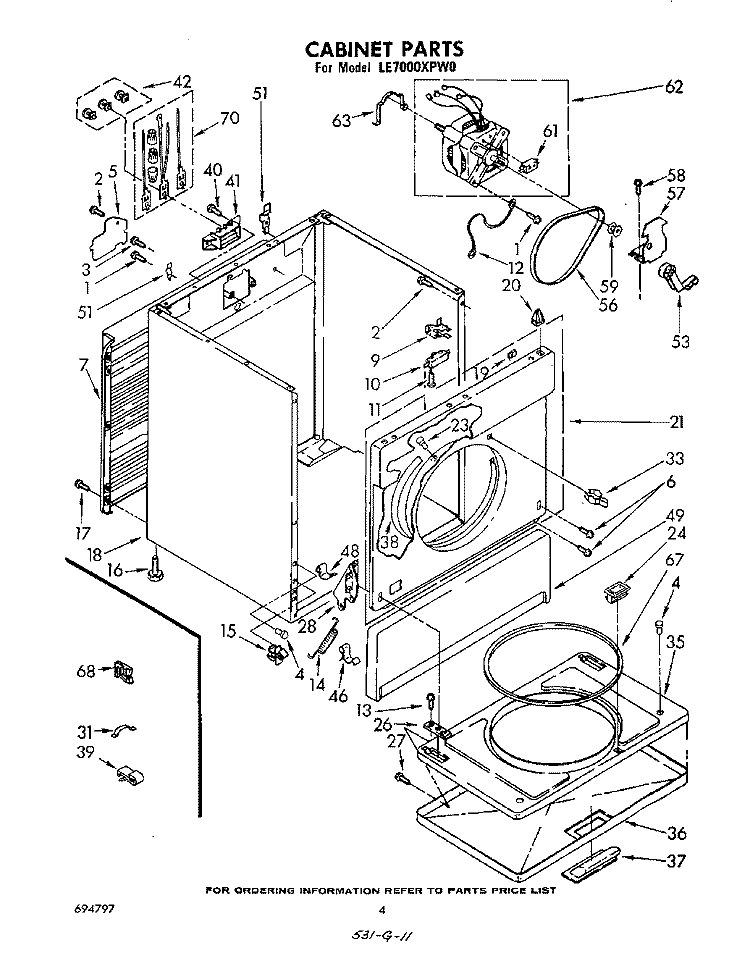 SECTION Diagram and Parts List for LE7000XPW0  Whirlpool Dryer