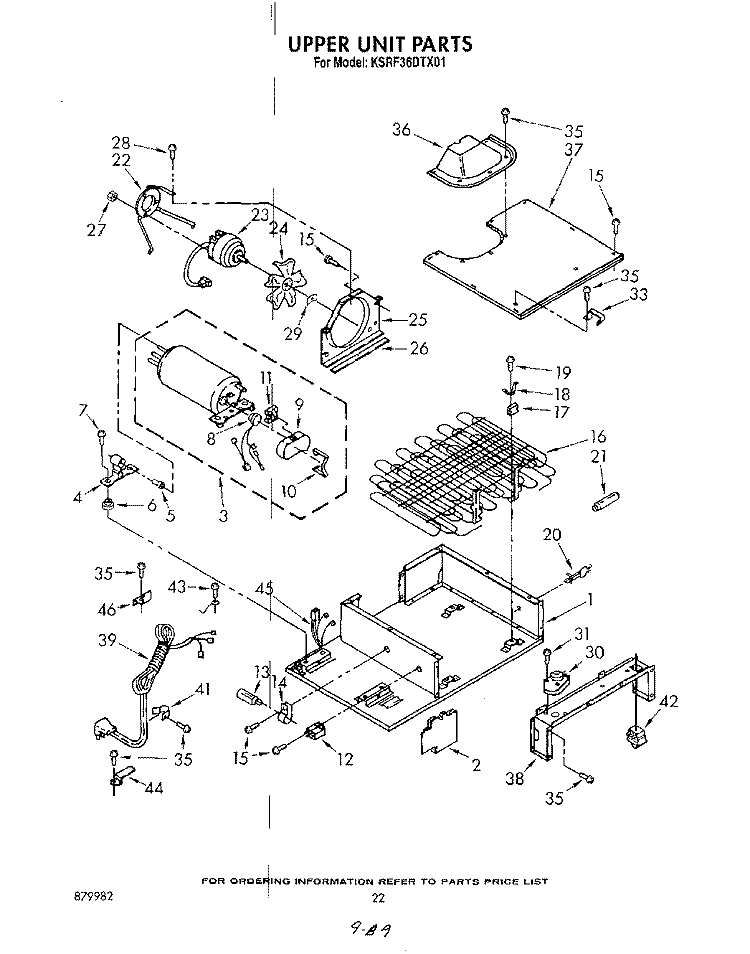 UPPER UNIT Diagram and Parts List for KSRF36DTX01  KitchenAid Refrigerator