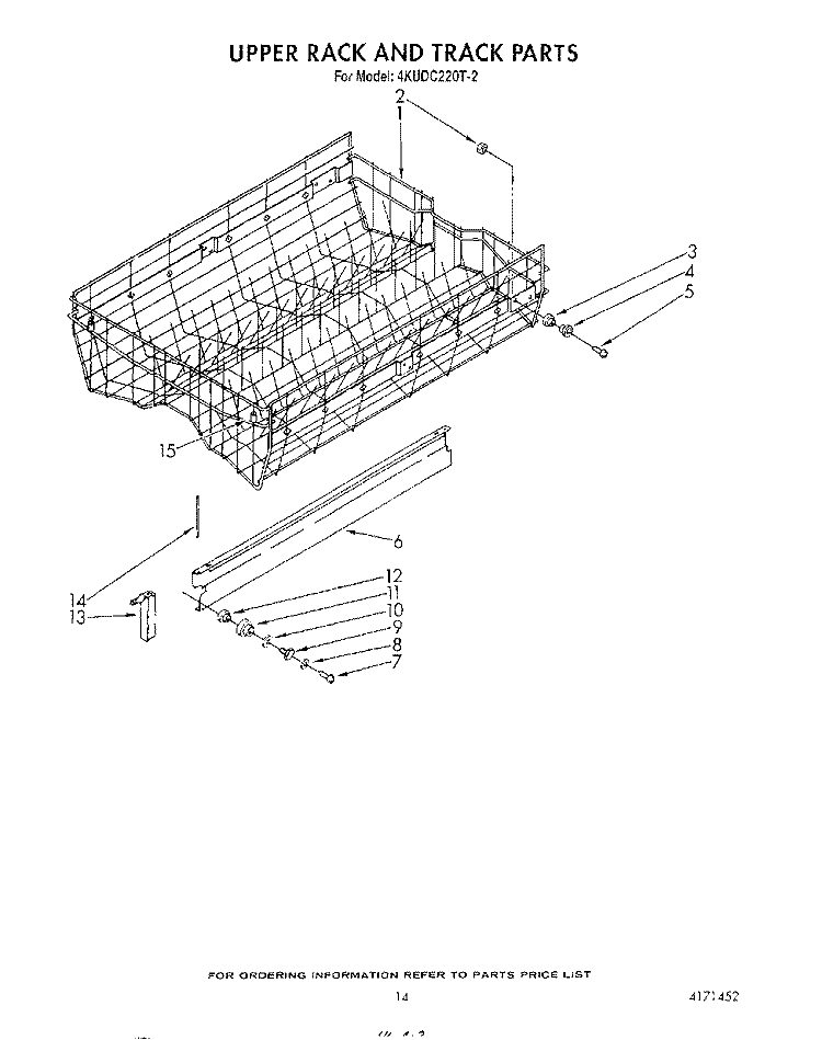 UPPER RACK AND TRACK Diagram and Parts List for 4KUDC220T2  KitchenAid Dishwasher