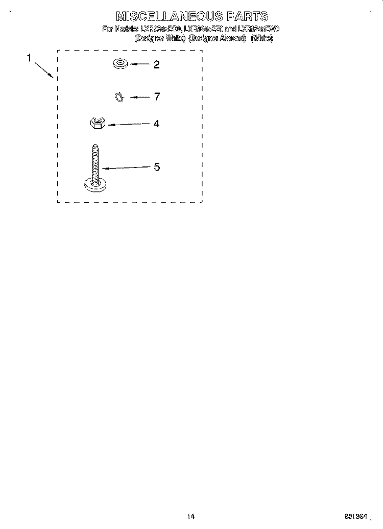 MISCELLANEOUS, LIT/OPTIONAL Diagram and Parts List for LXR9245EZ0  Whirlpool Washer