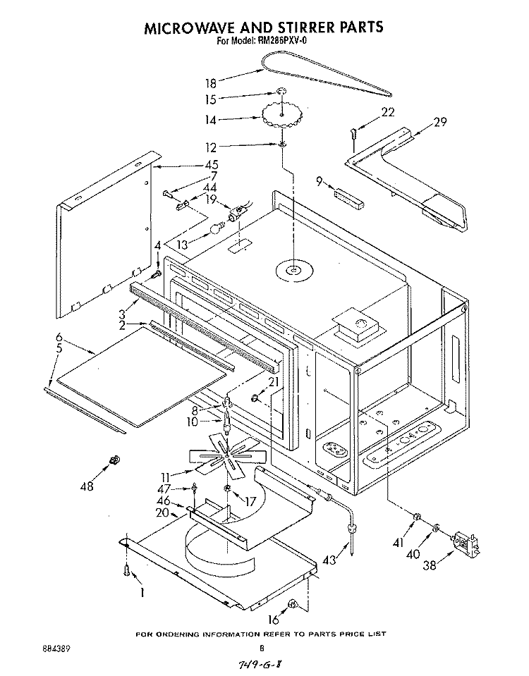 MICROWAVE AND STIRRER Diagram and Parts List for RM286PXV0  Whirlpool Microwave Oven Combo