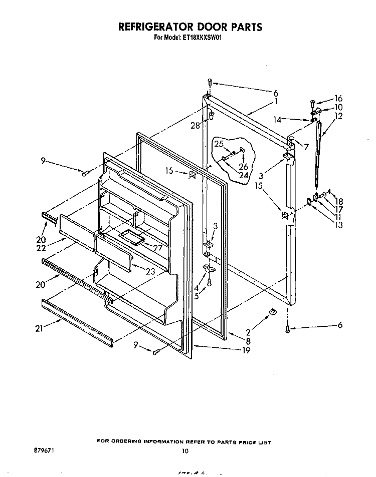 REFRIGERATOR DOOR , NOT ILLUSTRATED Diagram and Parts List for ET18XKXSW01  Whirlpool Refrigerator