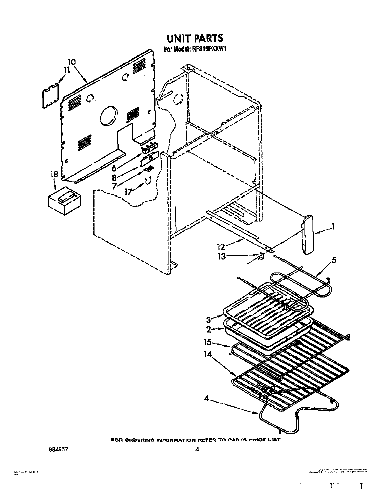 UNIT, OPTIONAL Diagram and Parts List for RF316PXXB1  Whirlpool Range