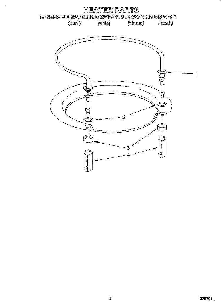 HEATER Diagram and Parts List for KUDG25SHBL1  KitchenAid Dishwasher