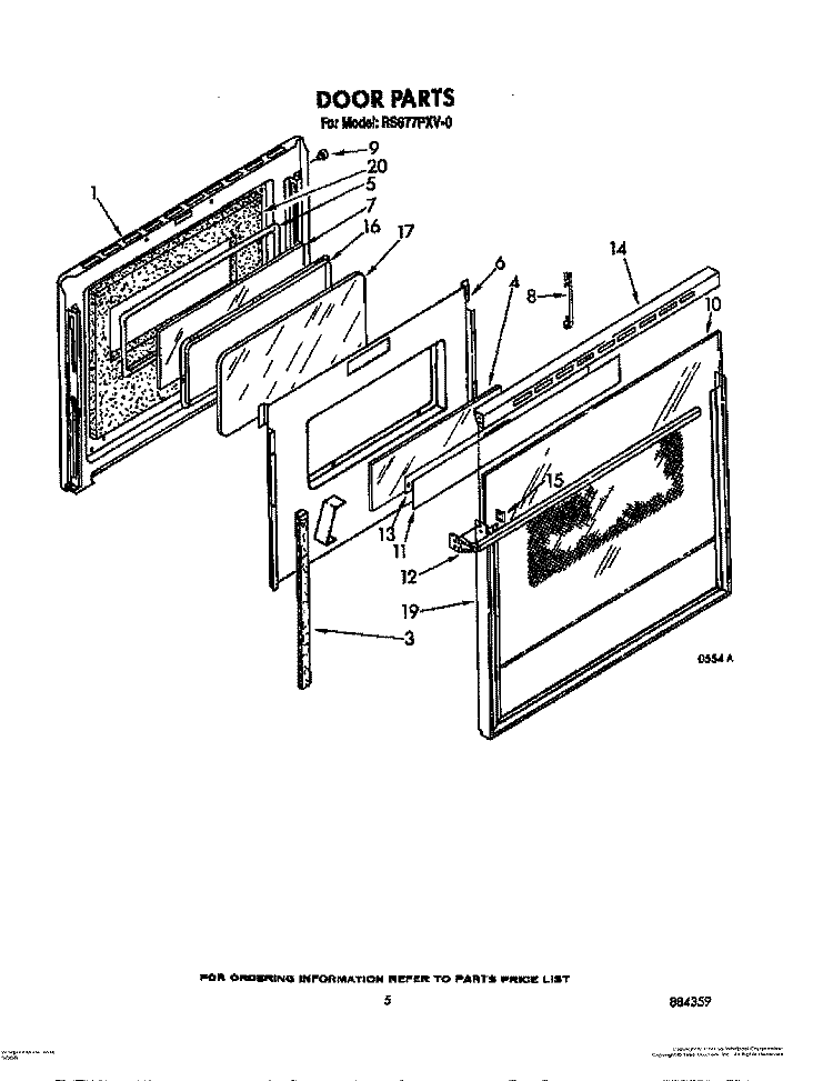 DOOR Diagram and Parts List for RS677PXV0  Whirlpool Range