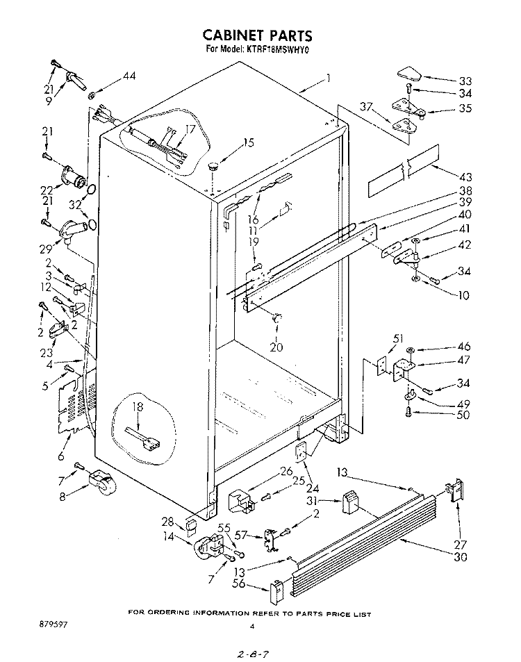 CABINET Diagram and Parts List for KTRF18MSPLY0  Whirlpool Refrigerator
