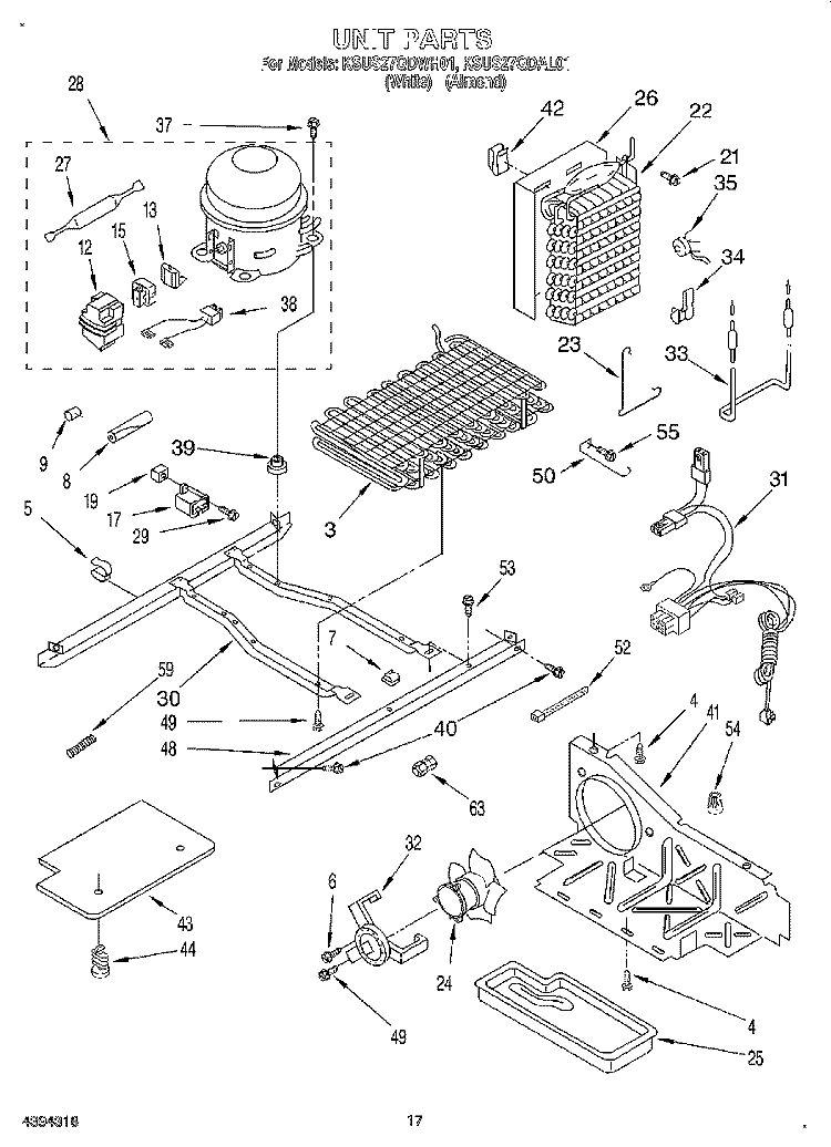 UNIT Diagram and Parts List for KSUS27QDAL01  KitchenAid Refrigerator