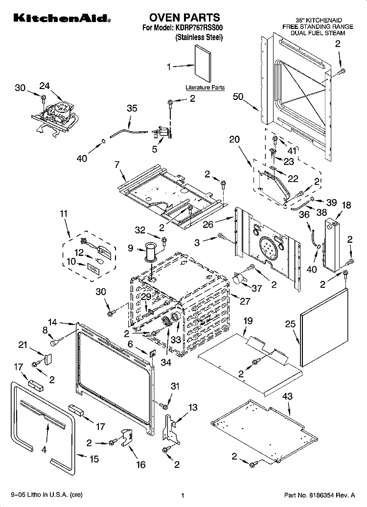 OVEN PARTS Diagram and Parts List for KDRP767RSS00  KitchenAid Range