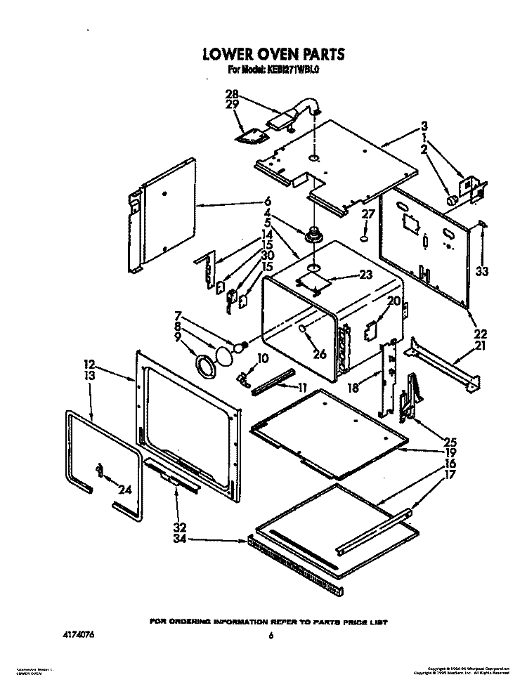 LOWER OVEN Diagram and Parts List for KEBI271WBL0  KitchenAid Wall Oven
