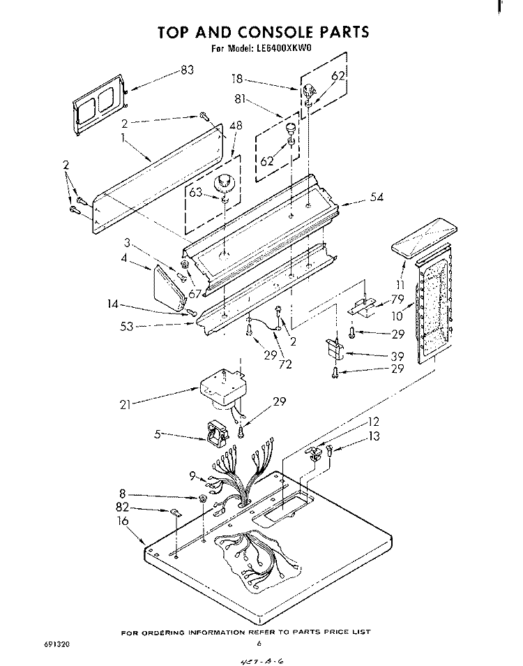 SECTION Diagram and Parts List for LE6400XKW0  Whirlpool Dryer