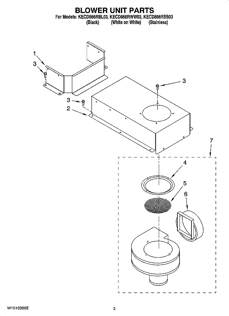 BLOWER UNIT PARTS, OPTIONAL PARTS Diagram and Parts List for KECD866RSS03  KitchenAid Cooktop