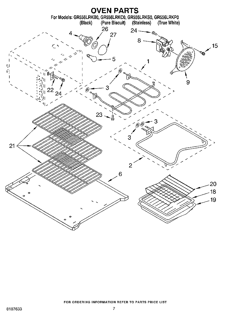 OVEN PARTS Diagram and Parts List for GR556LRKB0  Whirlpool Range