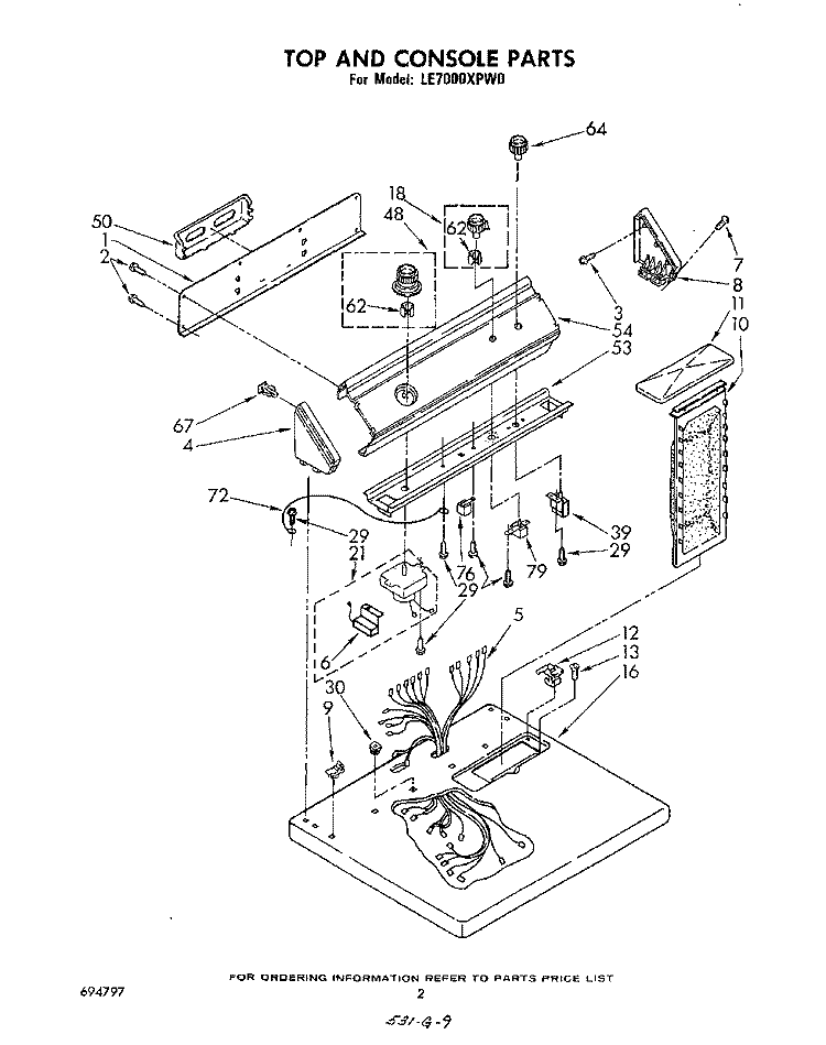 SECTION Diagram and Parts List for LE7000XPW0  Whirlpool Dryer