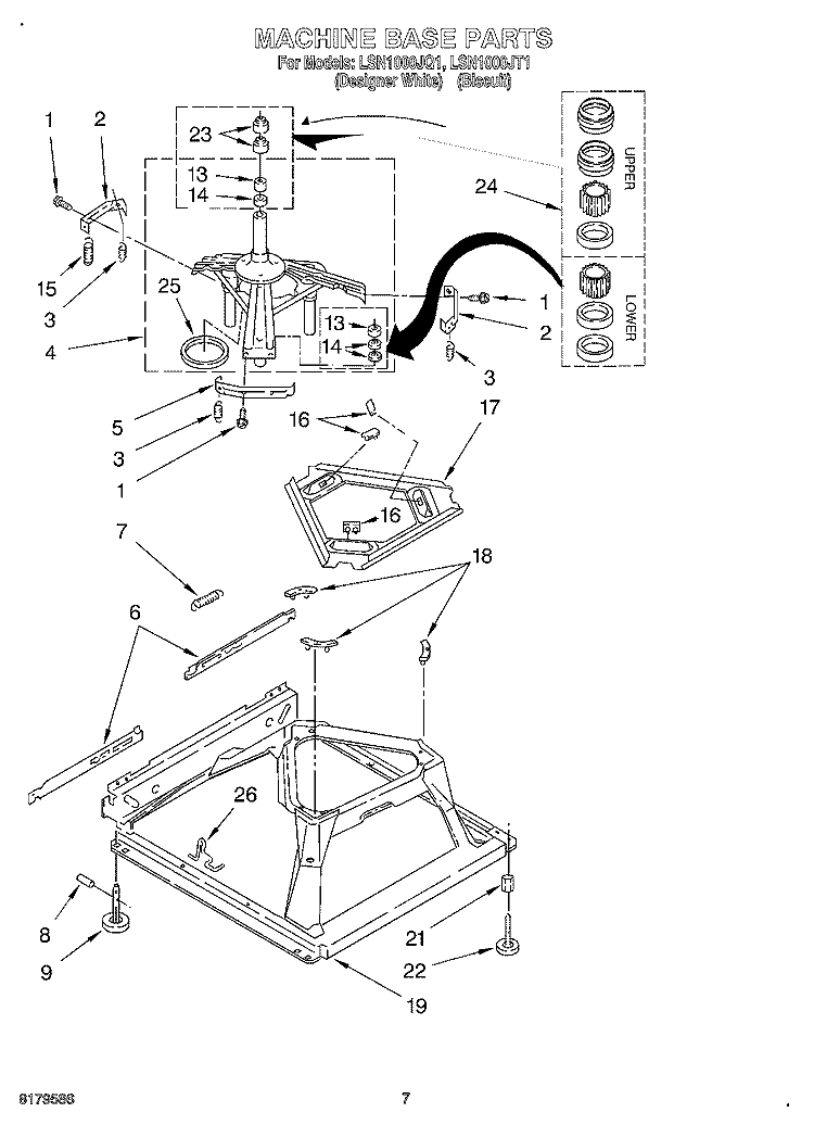 MACHINE BASE Diagram and Parts List for LSN1000JQ1  Whirlpool Washer