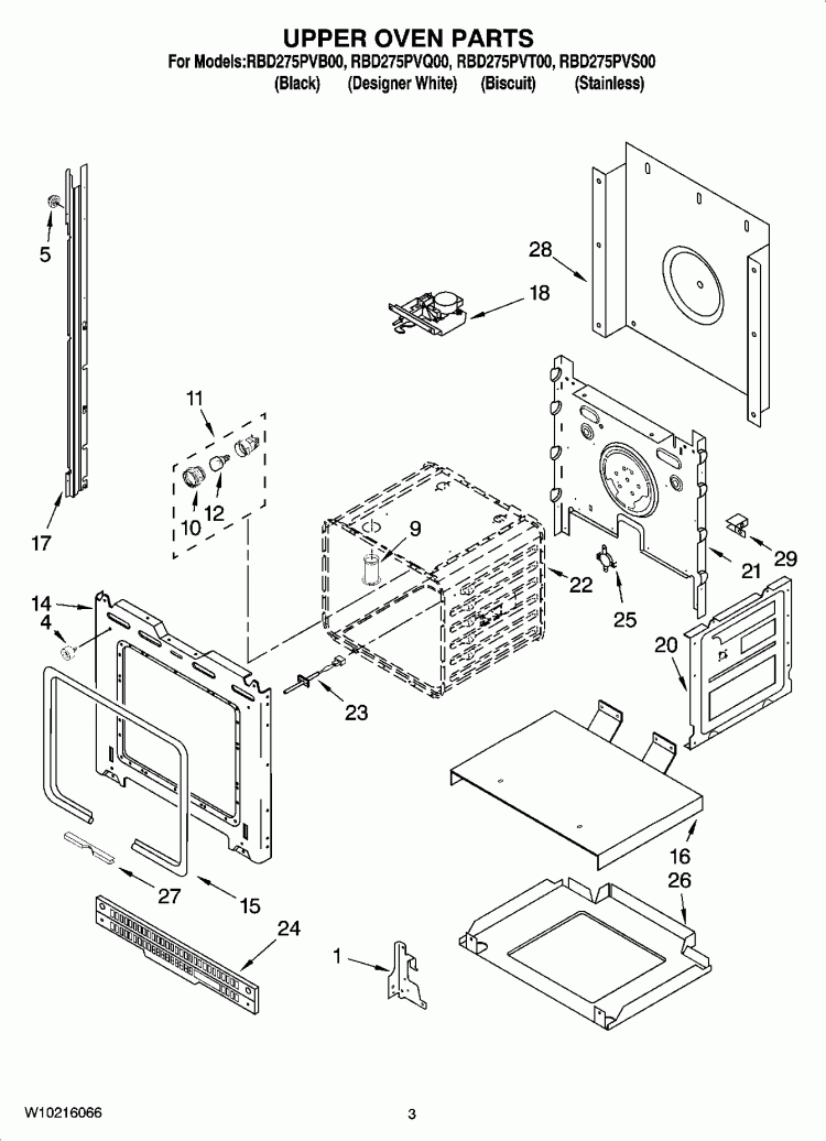 UPPER OVEN PARTS Diagram and Parts List for RBD275PVS00  Whirlpool Wall Oven