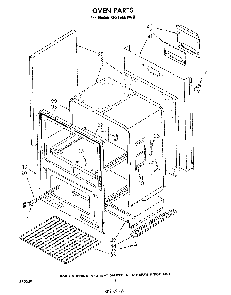 OVEN , LITERATURE Diagram and Parts List for SF315EEPW0  Whirlpool Range