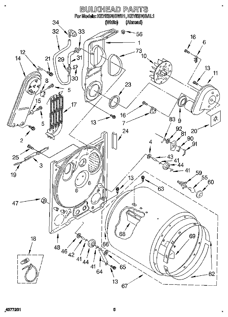 SECTION Diagram and Parts List for KEYE870BWH1  KitchenAid Dryer