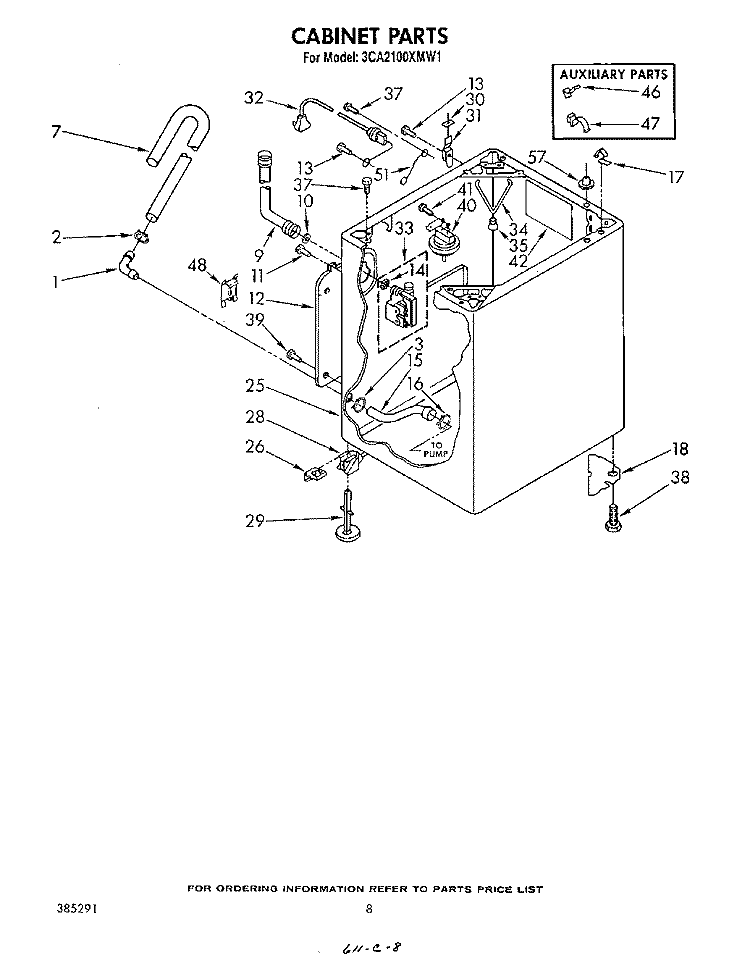 CABINET Diagram and Parts List for 3CA2100XMW1  Whirlpool Washer