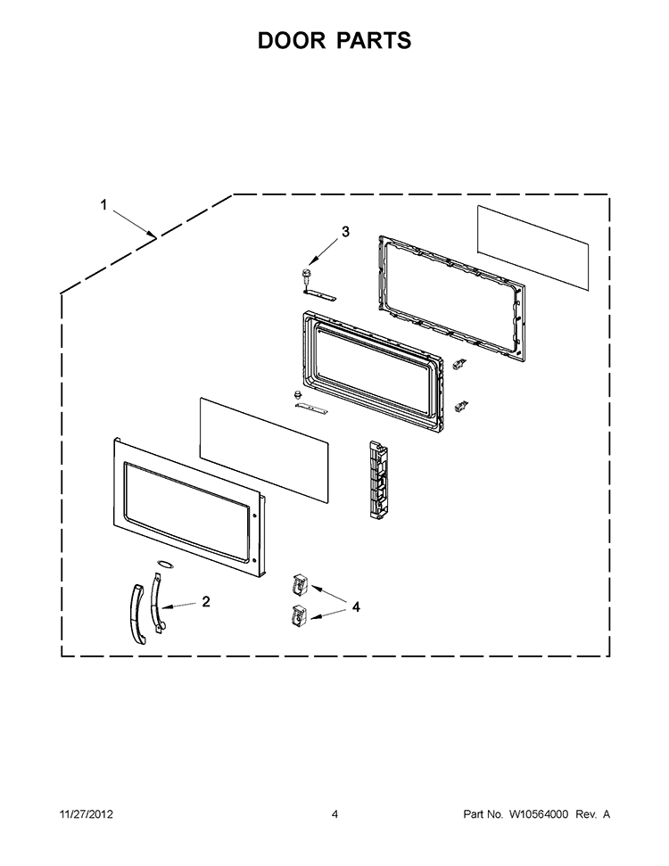 DOOR PARTS Diagram and Parts List for WMH2175XVS5  Whirlpool Microwave