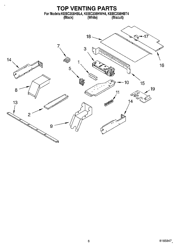 TOP VENTING, OPTIONAL Diagram and Parts List for KEBC208HBL4  KitchenAid Wall Oven