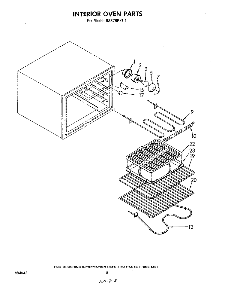 INTERIOR OVEN Diagram and Parts List for RS576PXL1  Whirlpool Range