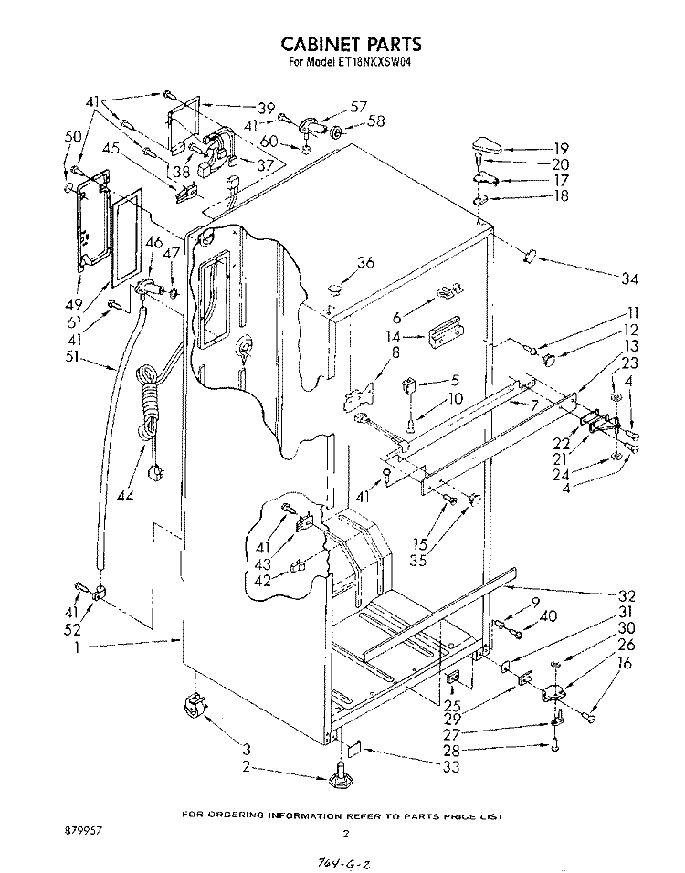 CABINET Diagram and Parts List for ET18NKXSW04  Whirlpool Refrigerator