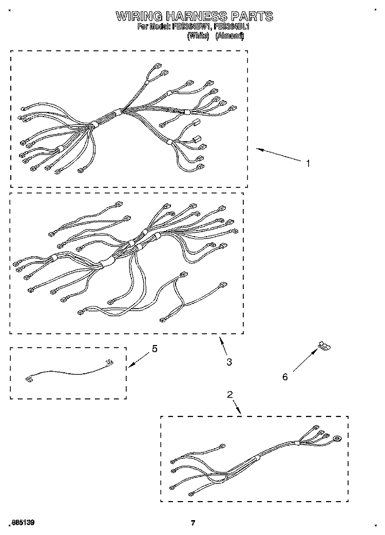 WIRING HARNESS, OPTIONAL Diagram and Parts List for FES364BW1  Roper Range
