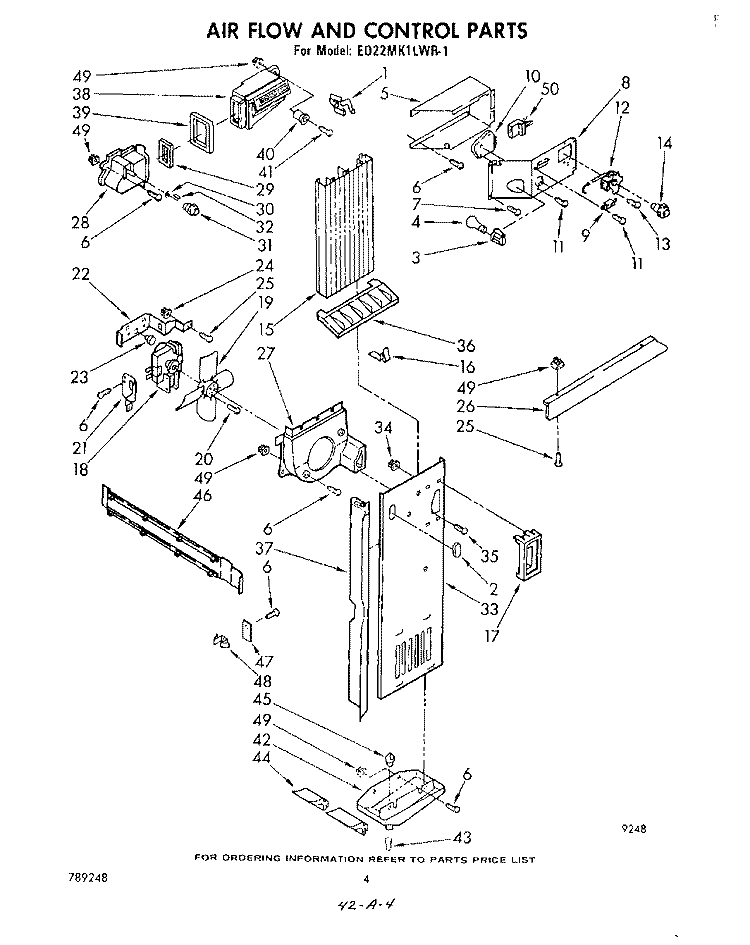 AIR FLOW AND CONTROL Diagram and Parts List for ED22MK1LWR1  Whirlpool Refrigerator