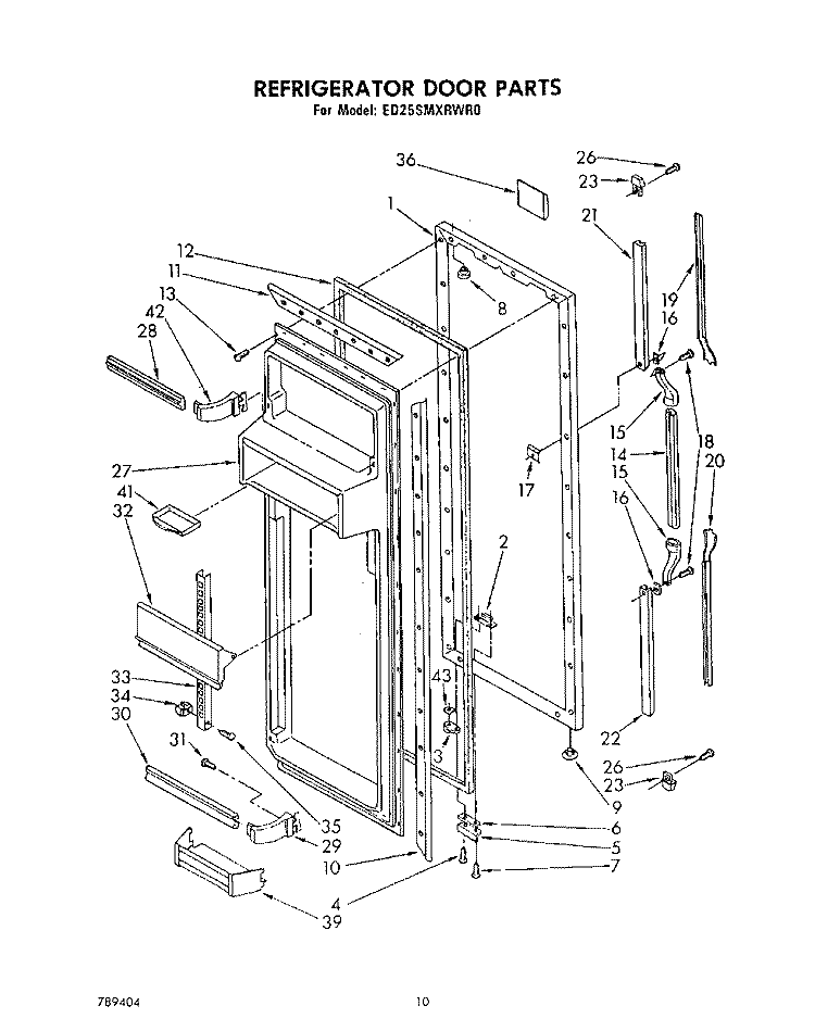 REFRIGERATOR DOOR Diagram and Parts List for ED25SMXRWR0  Whirlpool Refrigerator