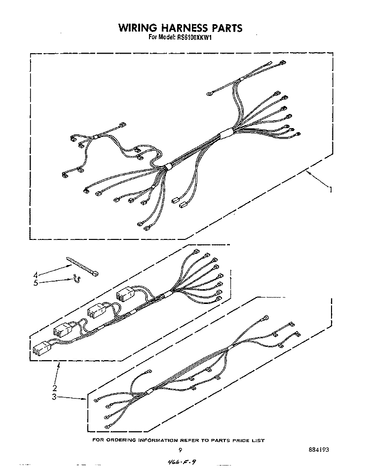WIRING HARNESS , LIT/OPTIONAL Diagram and Parts List for RS6100XKW1  Whirlpool Range