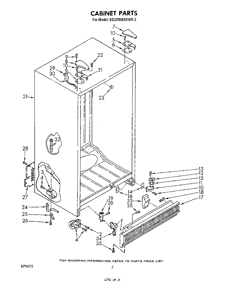 CABINET Diagram and Parts List for ED22MMXRWR2  Whirlpool Refrigerator