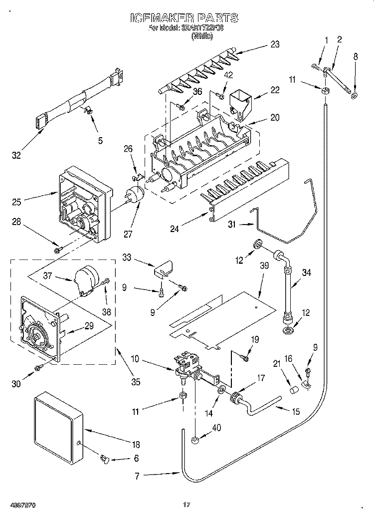 ICE MAKER Diagram and Parts List for 3XART722F00  Whirlpool Refrigerator