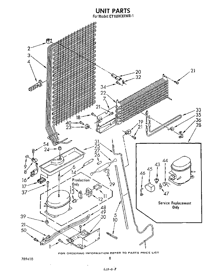 UNIT Diagram and Parts List for ET18NKXRWR2  Whirlpool Refrigerator
